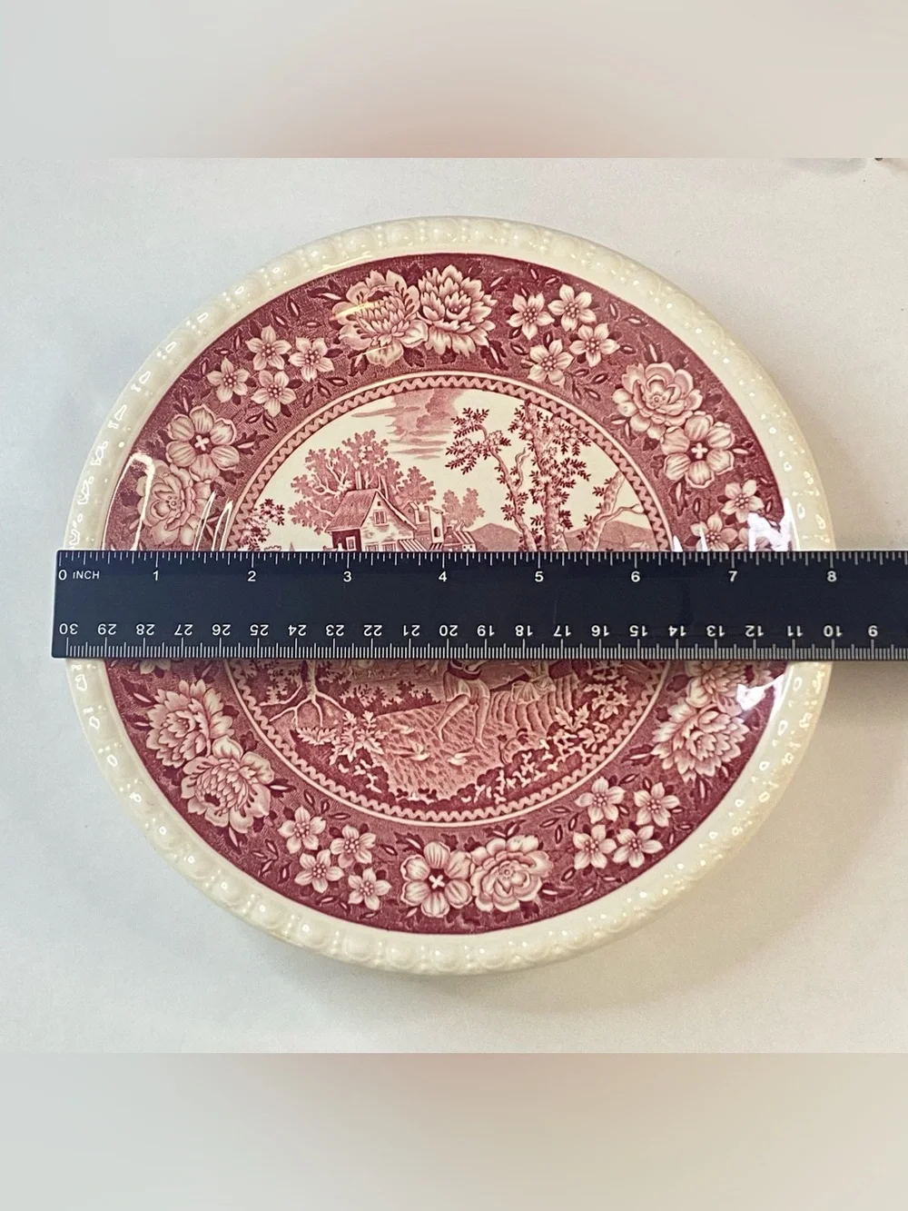 Villeroy & Boch Rusticana Salad Plate Set Red Transferware Mettlacher Germany